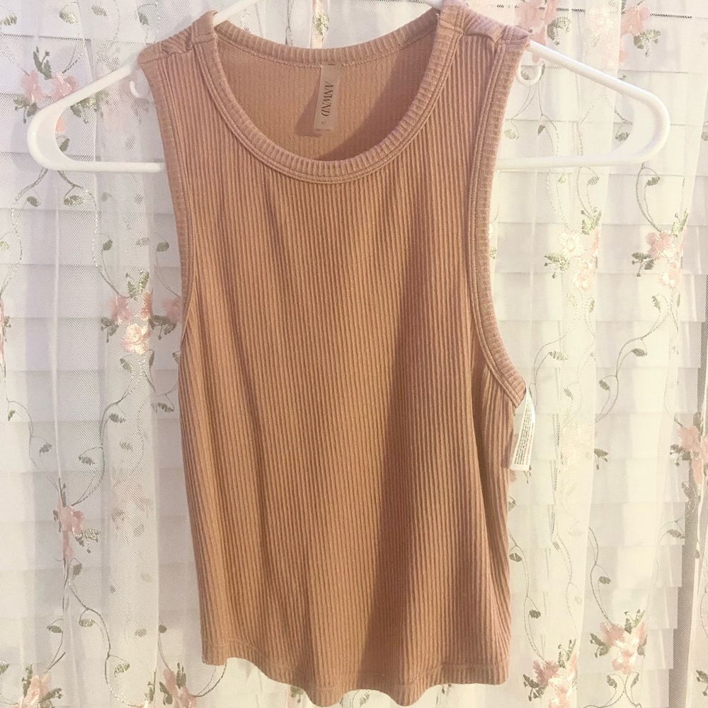 Tan Ribbed Tank Top
